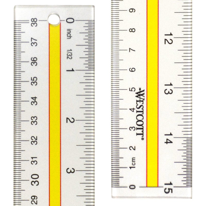 Westcott Acrylic Data Highlight Reading Ruler With Tinted Guide, 15" Clear - Image 3