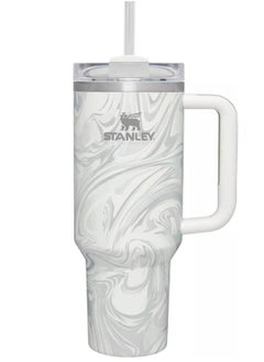 Stanley Quencher H2.0 FlowState 40 oz Rose Quartz Swirl Tumbler with Lid & Straw, Vacuum Insulated