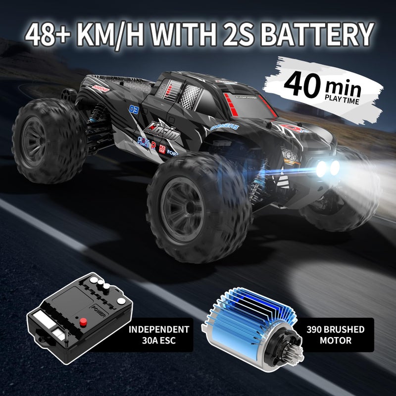 Hosim RC Truck 110 Scale 48 KMH Remote Control Car for Adults 4X4 All Terrains OffRoad RC Car Waterproof Electric RC Cars for Boys Age 812 Toy Gift 40 Min Play with 2 Batteries Monster Trucks - Image 3
