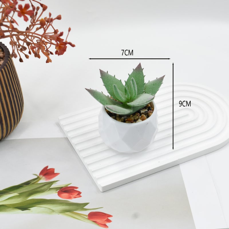 Generic Pink Succulent Artificial Potted Plant Home Office Decor Flocked polygonal aloe vera + plastic diamond pot