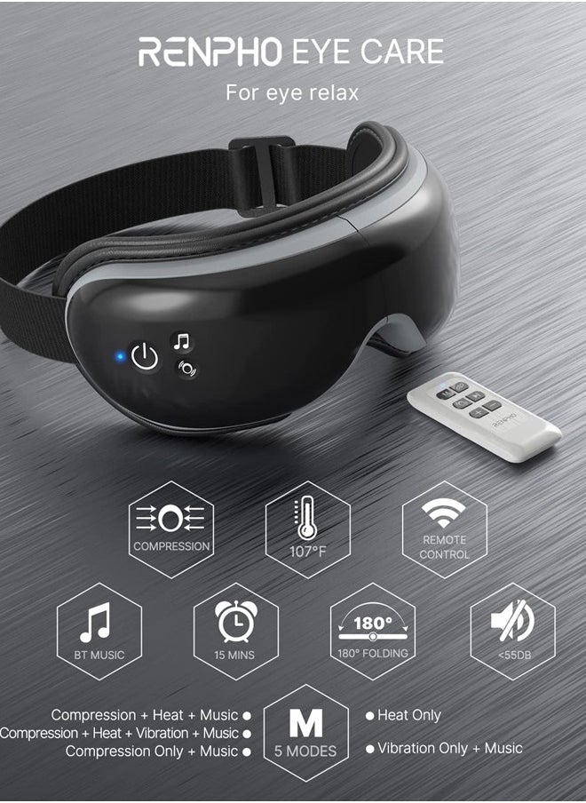 RENPHO Eyeris1 - Heated Eye Massager for Migraine, Temple Massager with Remote, Compression, Bluetooth, Eye Care Device for Eye Relax, Eye Strain Relief, Improve Sleep, Birthday Gifts for Him Her  - Image 2