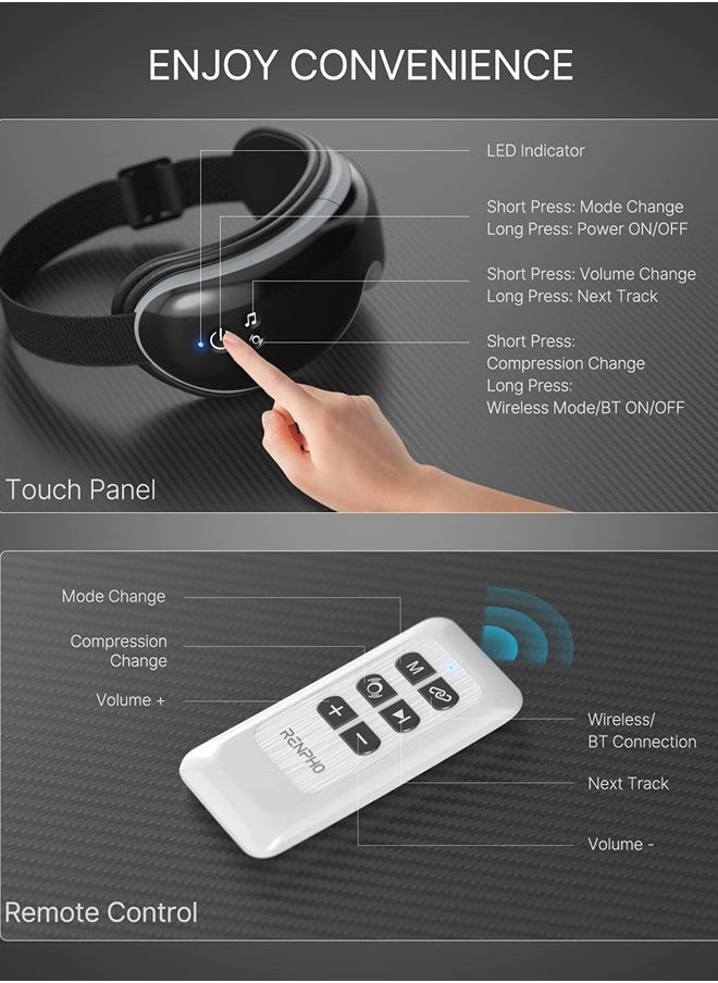 RENPHO Eyeris1 - Heated Eye Massager for Migraine, Temple Massager with Remote, Compression, Bluetooth, Eye Care Device for Eye Relax, Eye Strain Relief, Improve Sleep, Birthday Gifts for Him Her  - Image 5