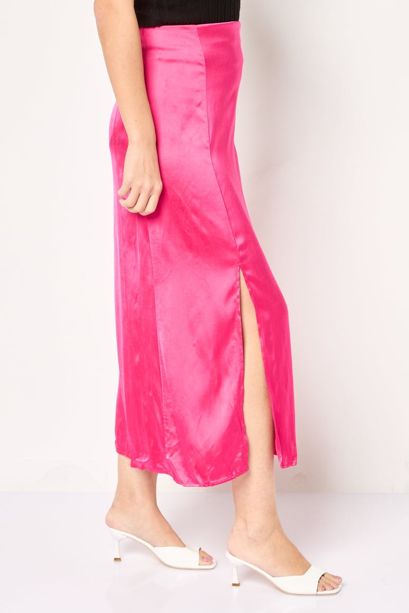 promod Women Plain Maxi Skirt, Pink - Image 3