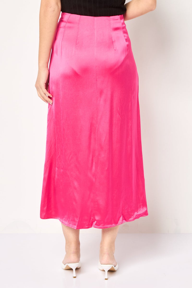 promod Women Plain Maxi Skirt, Pink - Image 2