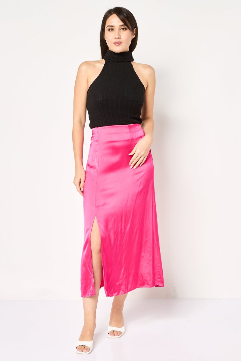 promod Women Plain Maxi Skirt, Pink - Image 4