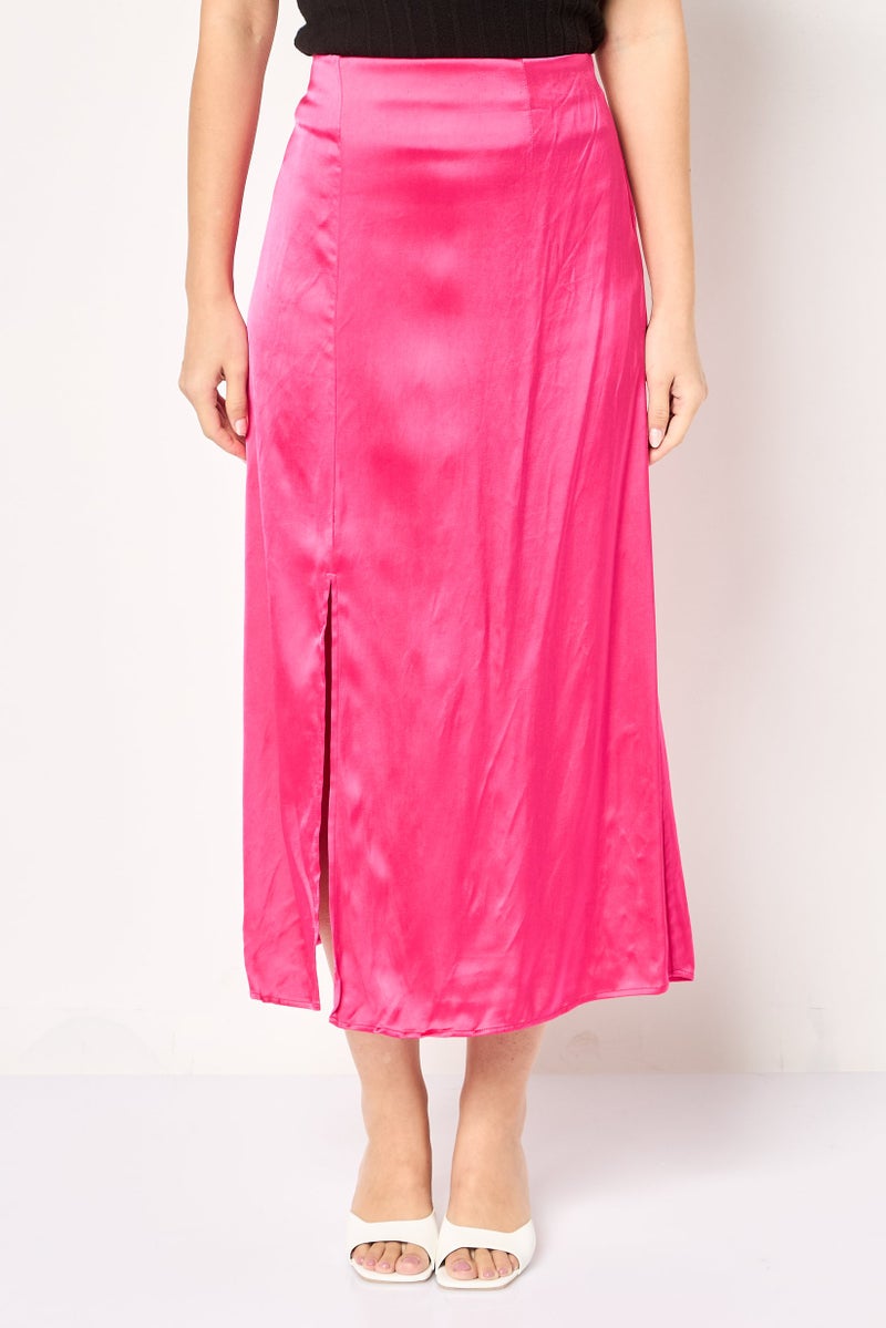 promod Women Plain Maxi Skirt, Pink - Image 1