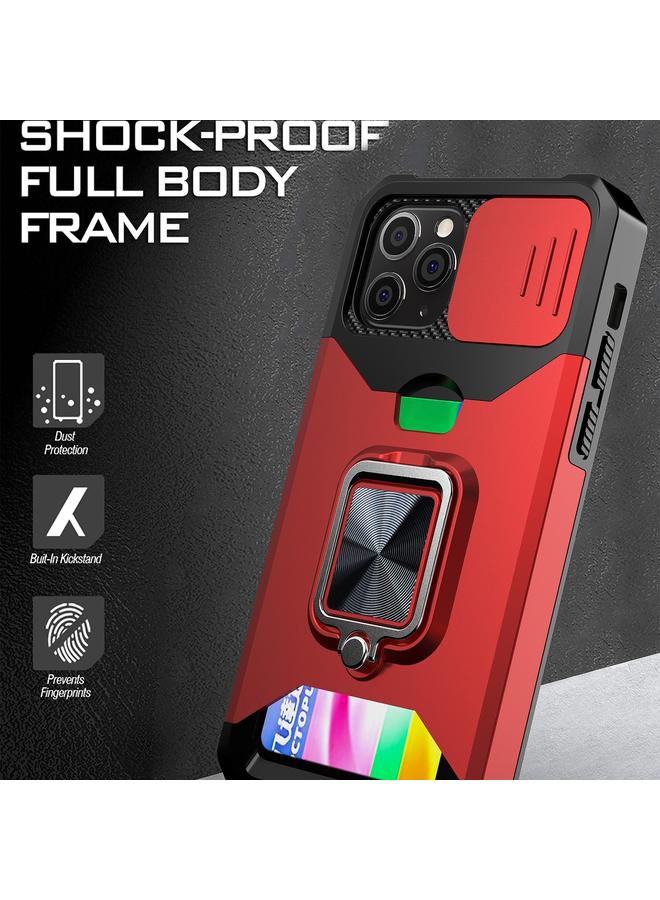 Zaboon Case For iPhone 11 Pro Max Sliding Camshield Card Slot Ring Kickstand Phone Case - Image 5
