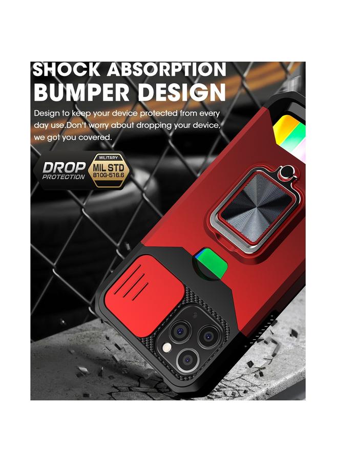 Zaboon Case For iPhone 11 Pro Max Sliding Camshield Card Slot Ring Kickstand Phone Case - Image 3