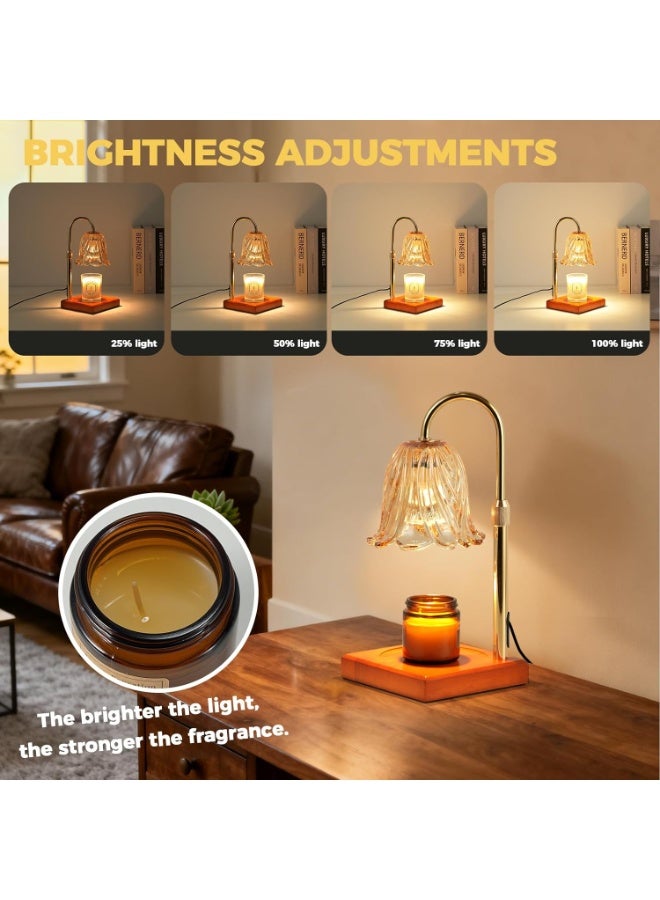 شمعة دافئة المصباح مع توقيت قابل للتخفيف، هدايا عيد ميلاد للمرأة أمي، منزل تدفئة هدايا ديكور المنزل الجديد، الشمع ذوبان دافئة للشموع جرة مع 2 مصابيح - Image 3