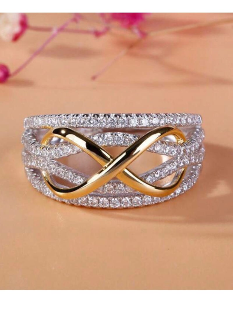 إيكوال خاتم نسائي فاخر وأنيق باللون الفضي مرصع بالزركون مقاس 7 - Image 4