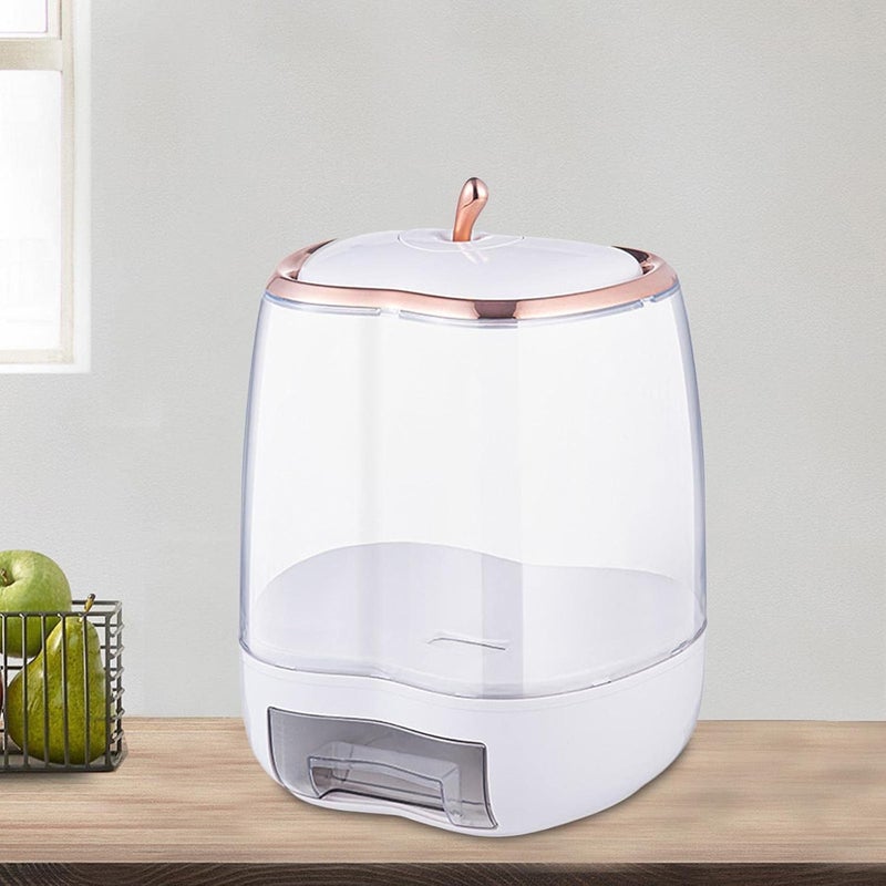 Olpad Olpad Multipurpose Rice Dispenser Storage Bucket Airtight Lid Kitchen Organizing Food Container Cereal Dispenser Grain Nut Snack Bean Flour White apple rice dispenser 10kg  - Image 1