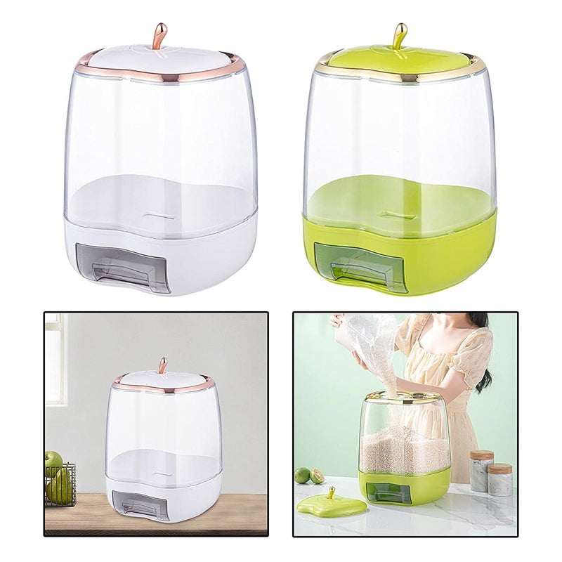 Olpad Olpad Multipurpose Rice Dispenser Storage Bucket Airtight Lid Kitchen Organizing Food Container Cereal Dispenser Grain Nut Snack Bean Flour White apple rice dispenser 10kg  - Image 3