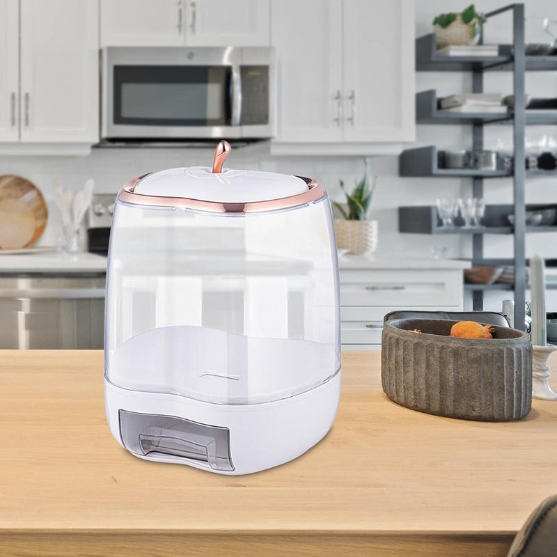 Olpad Olpad Multipurpose Rice Dispenser Storage Bucket Airtight Lid Kitchen Organizing Food Container Cereal Dispenser Grain Nut Snack Bean Flour White apple rice dispenser 10kg  - Image 2