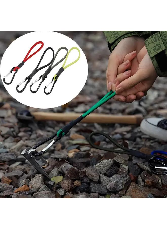 2pcs Black Retractable Elastic Tent Rope with Anti Slip Aluminum Alloy Hooks - Image 1