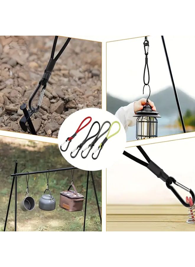2pcs Black Retractable Elastic Tent Rope with Anti Slip Aluminum Alloy Hooks - Image 5