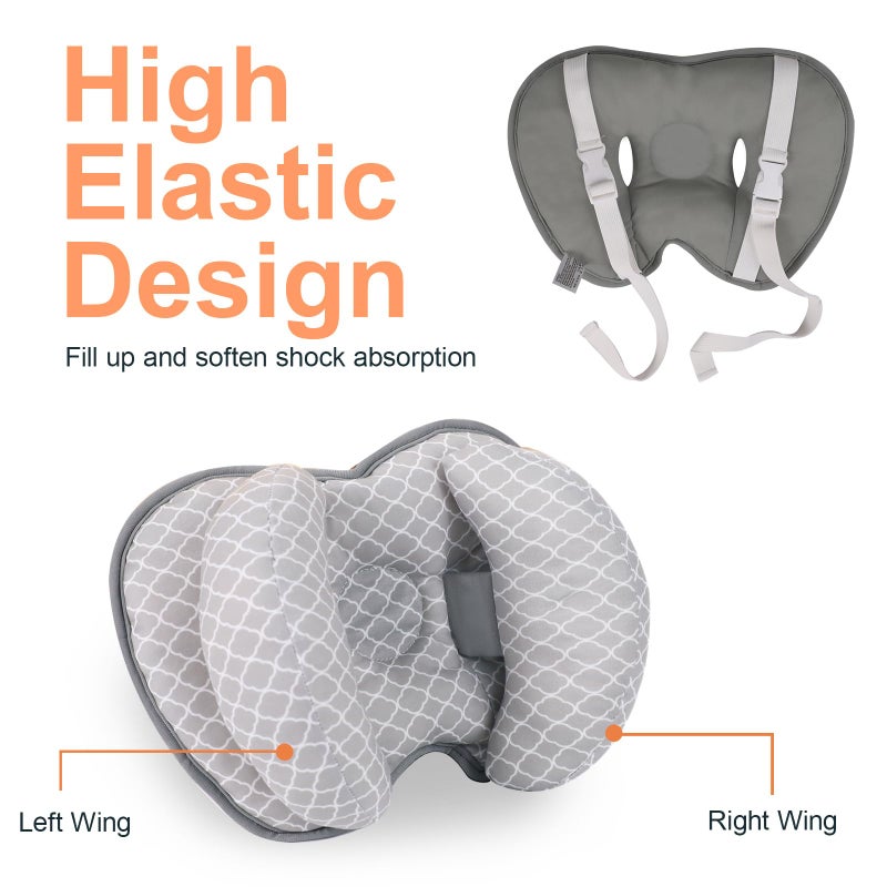 KAKIBLIN Baby Neck Pillow for Head, 2 in 1 Travel Pillow Baby Car Seat Head Support Banana Neck Pillows for Infants Small Boys and Girls, Support for Stroller,White Cloud - Image 2