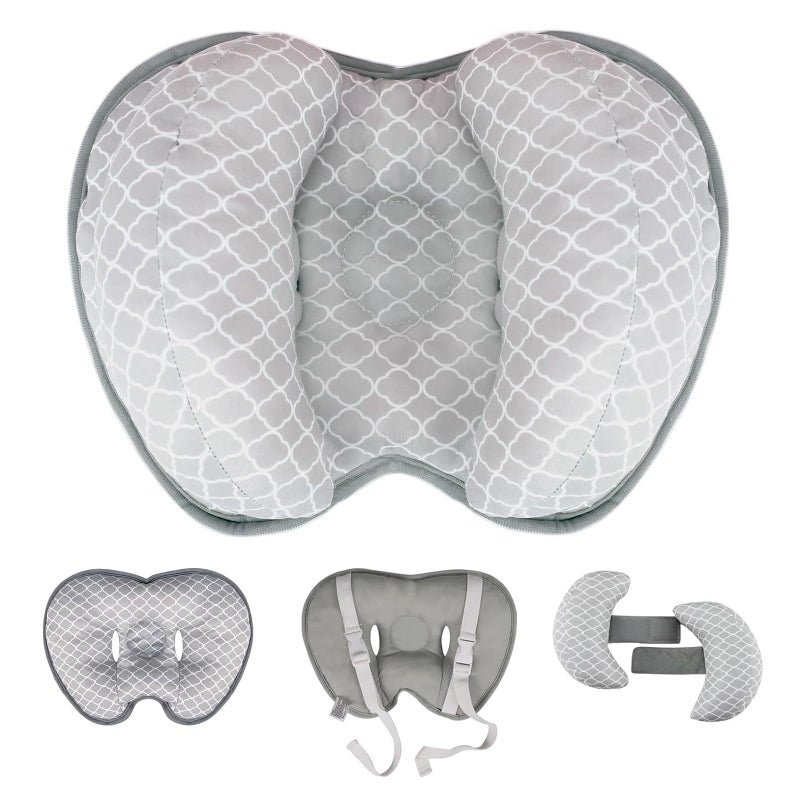 KAKIBLIN Baby Neck Pillow for Head, 2 in 1 Travel Pillow Baby Car Seat Head Support Banana Neck Pillows for Infants Small Boys and Girls, Support for Stroller,White Cloud - Image 1