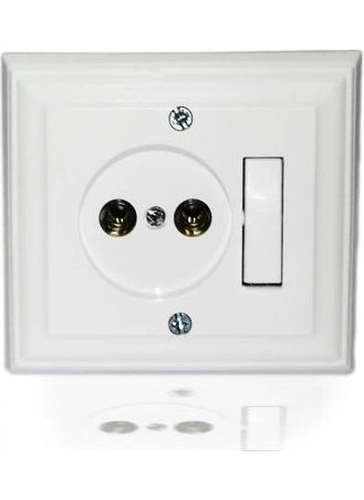 Günsan Elektrik - Günsan White Recessed Socket with Switch - Image 1