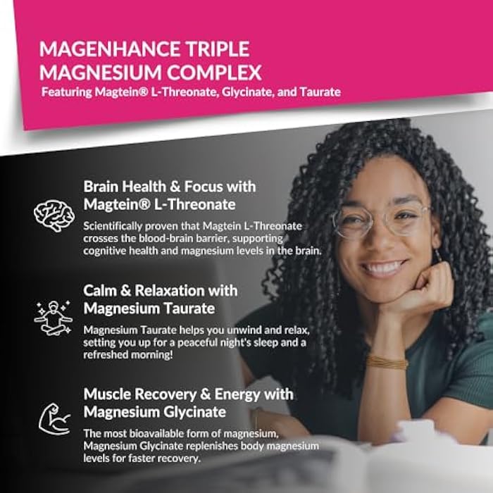 Intelligent Labs MagEnhance Magtein Magnesium Complex Supplement L-Threonate with Magnesium Glycinate and Taurate, 90 Capsules - Image 4