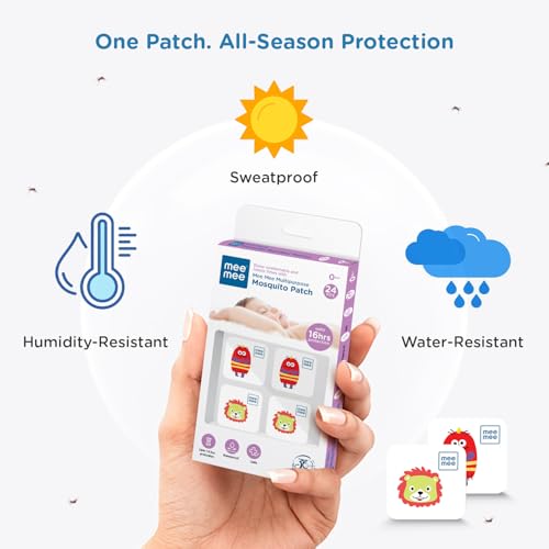Mee Mee 100% Natural Mosquito Repellent Patches for Babies & Kids | Pack of 2 (24 Pcs) | Baby-Safe, Non-Toxic & Waterproof | 16 Hr Protection with Lemon Scent | Guards Against Dengue, Malaria. - Image 5