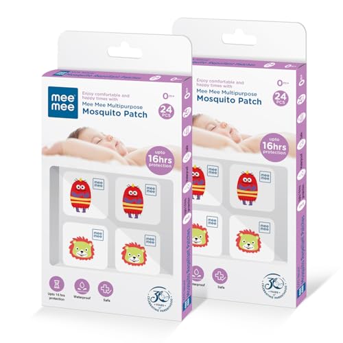 Mee Mee 100% Natural Mosquito Repellent Patches for Babies & Kids | Pack of 2 (24 Pcs) | Baby-Safe, Non-Toxic & Waterproof | 16 Hr Protection with Lemon Scent | Guards Against Dengue, Malaria. - Image 1
