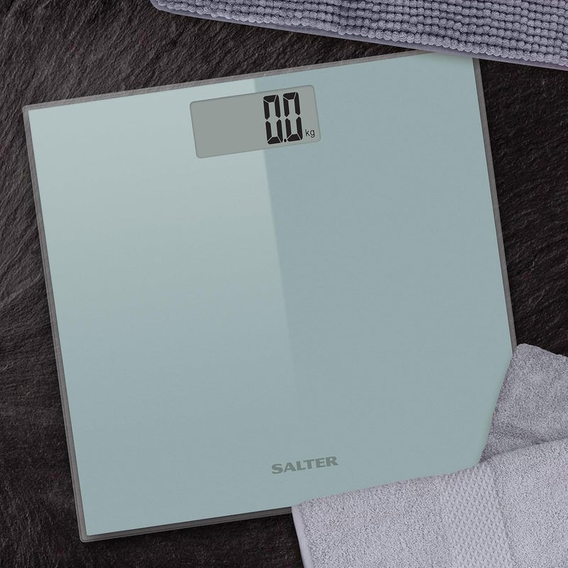 Salter 9028 SCFAZF0B Digital Bathroom Scales Large Tap Start Platform For Body Weight LCD Display Max 180kg Ultra Slim Razor Design15 Year Guarantee Includes 1 x CR2032 Battery Silver - Image 3