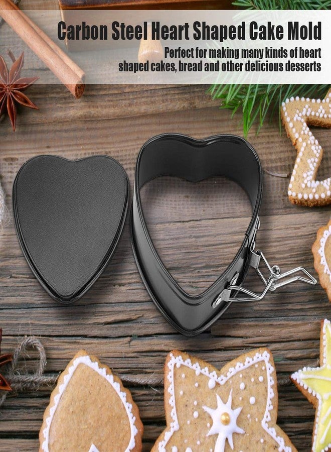 Milltrip 4 Inch Heart Cake Pan, Nonstick, Removable Bottom, Classic Style, Heart-Shaped Removable Bottom Cake Pans, Black - Image 2