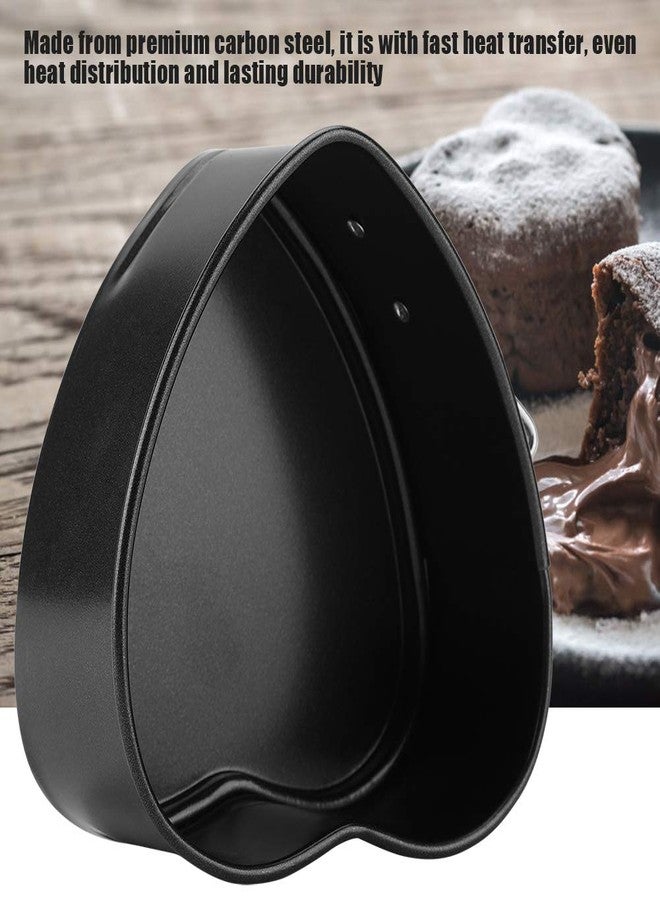 Milltrip 4 Inch Heart Cake Pan, Nonstick, Removable Bottom, Classic Style, Heart-Shaped Removable Bottom Cake Pans, Black - Image 3