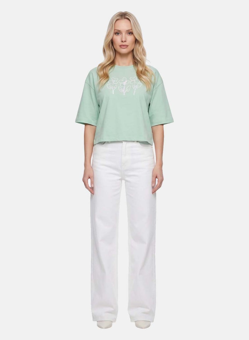 FOREVER 21 Oversized Floral Graphic T-Shirt, Boxy Fit - Image 1
