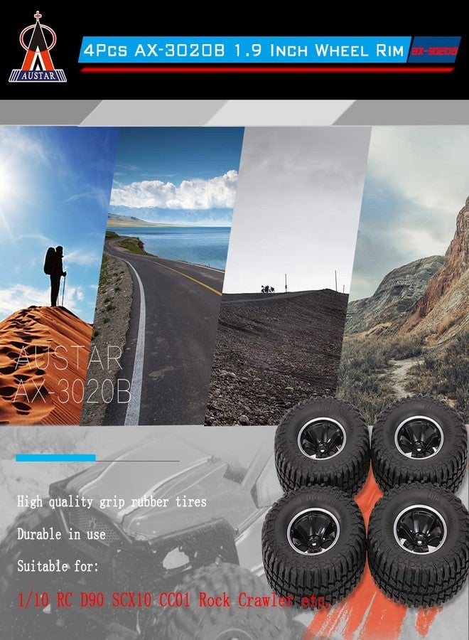 Goolsky 4Pcs AUSTAR AX-3020C 1.9 Inch 103mm 1/10 Scale Tires with Wheel Rim for 1/10 D90 SCX10 CC01 RC Rock Crawler - Image 4