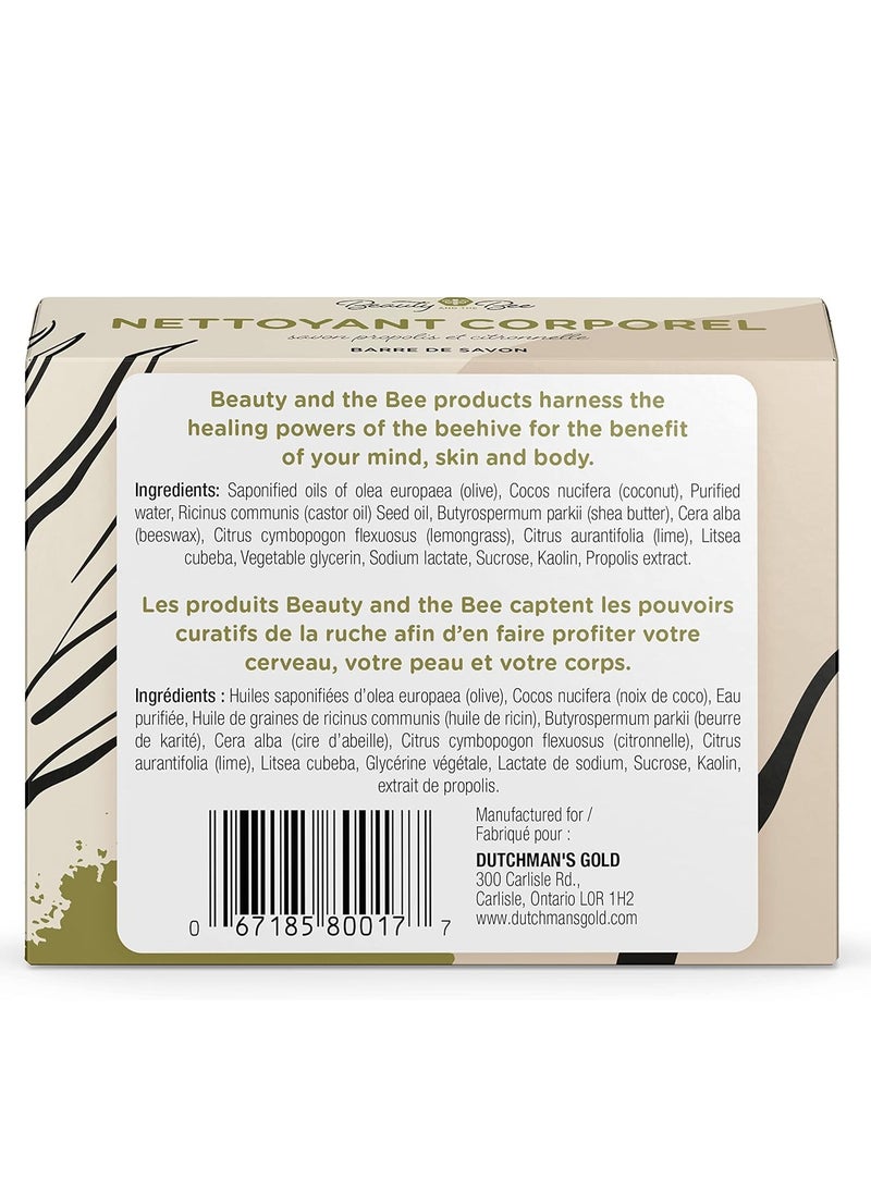beauty and the bee Organic Soap with Lemongrass & Propolis – 115g, Gentle Daily Cleanser Suitable for Face and Body, Ideal for Sensitive Skin with All-Natural Hydrating Ingredients  - Image 2