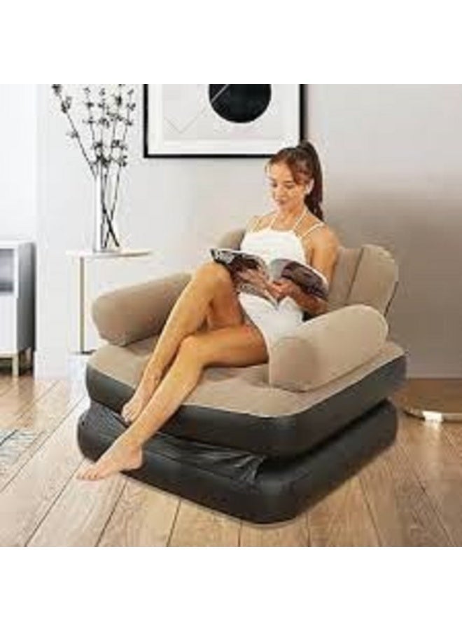 2-in-1 Multifunctional Inflatable Sofa Chair - Portable Folding Air Couch & Air Mattress Lounger - Perfect for Home, Camping, and Poolside (Durable PVC, Superior Comfort) two assorted colours (Blue, Grey) - Image 2