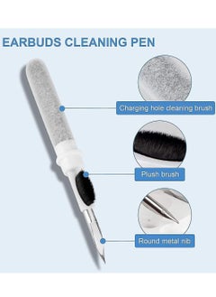 DIGI CORE AirPods Cleaner Kit Tool 3 in 1 Earbud Headphone Cleaning Pen Tool for All Earbuds/Airpods Pro Samsung Earbuds Case with Cleaner Sponge Soft Brush Dirt Picker White/Grey  - Image 4
