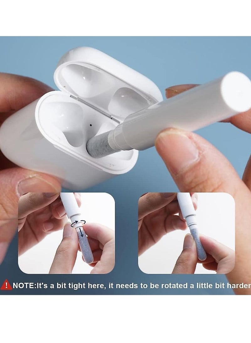 DIGI CORE AirPods Cleaner Kit Tool 3 in 1 Earbud Headphone Cleaning Pen Tool for All Earbuds/Airpods Pro Samsung Earbuds Case with Cleaner Sponge Soft Brush Dirt Picker White/Grey  - Image 2