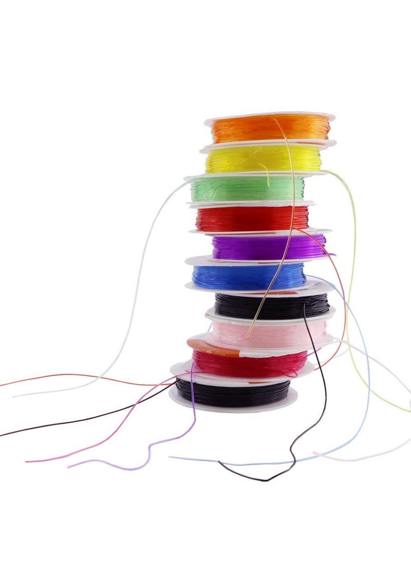 DIY Crafts - DIY Crafts Design No # 2, Pack of 10 Rolls, Colorful Jewelry Making Multi Purpose Elastic Stretch String Cord C(Design No # 2, Pack of 10 Rolls) - Image 1
