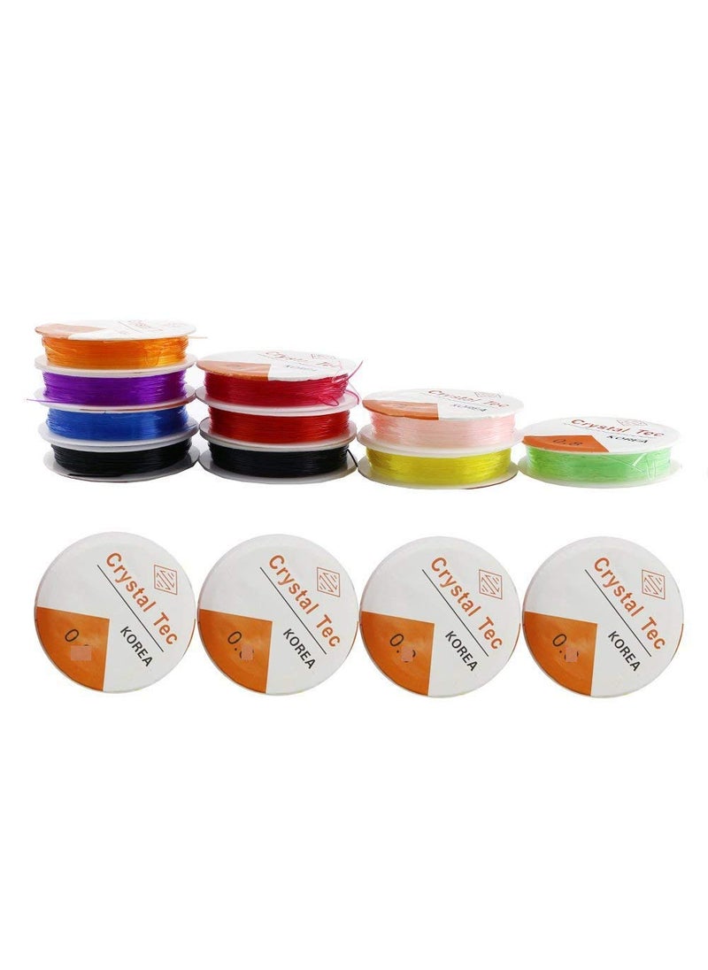 DIY Crafts - DIY Crafts Design No # 2, Pack of 10 Rolls, Colorful Jewelry Making Multi Purpose Elastic Stretch String Cord C(Design No # 2, Pack of 10 Rolls) - Image 1