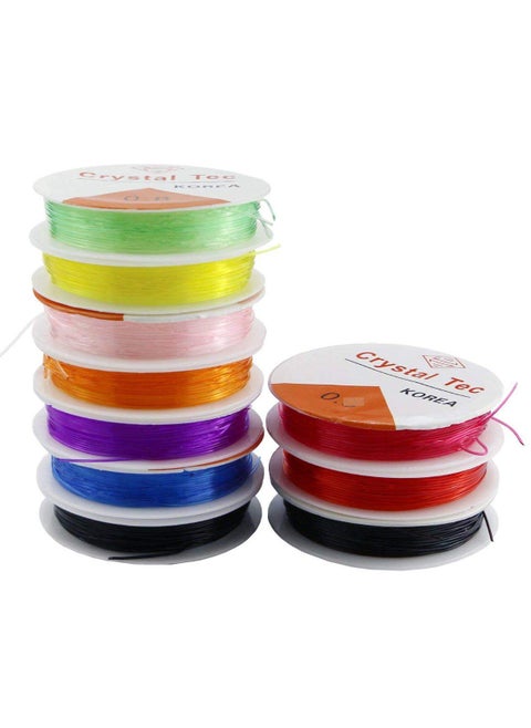 DIY Crafts Design No # 2, Pack of 10 Rolls, Colorful Jewelry Making Multi Purpose Elastic Stretch String Cord C(Design No # 2, Pack of 10 Rolls)