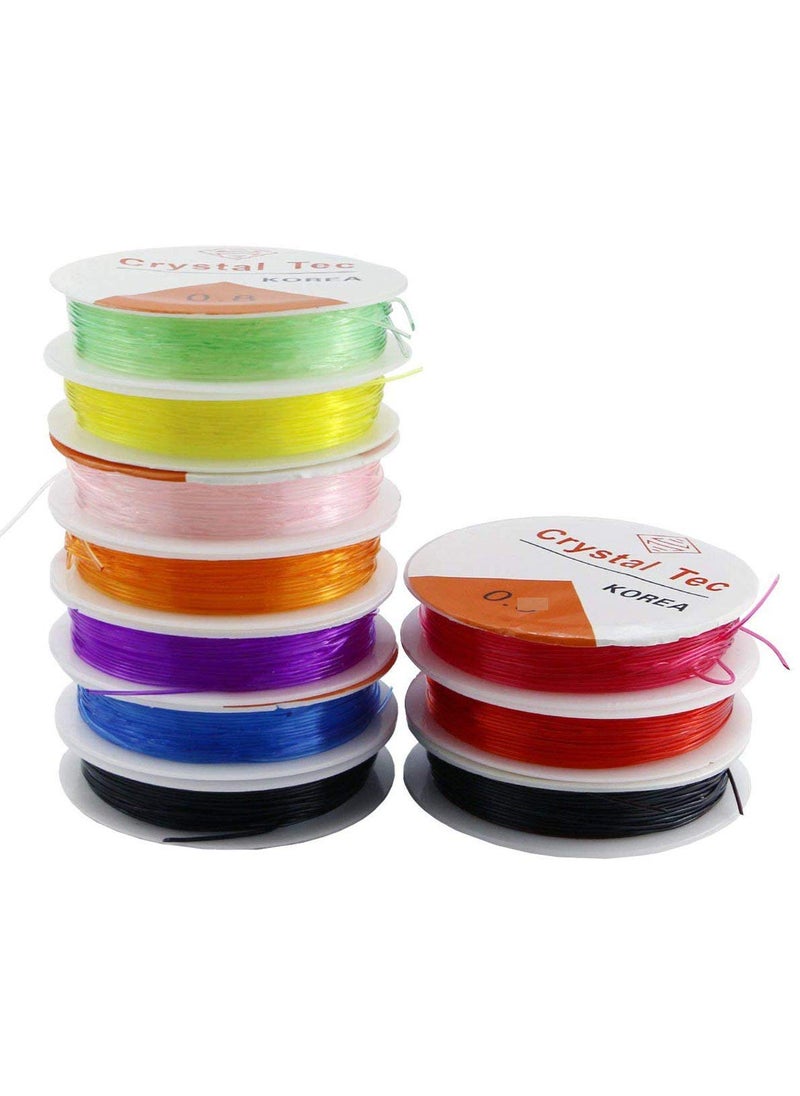 DIY Crafts - DIY Crafts Design No # 2, Pack of 10 Rolls, Colorful Jewelry Making Multi Purpose Elastic Stretch String Cord C(Design No # 2, Pack of 10 Rolls) - Image 1