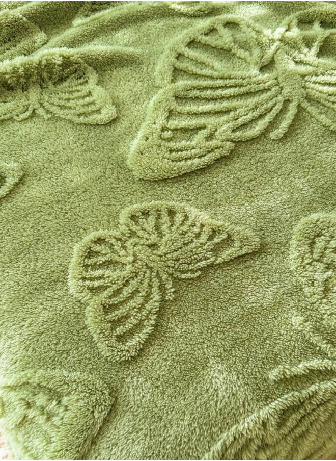 LUNA Home 3D Imitation Butterfly Fleece Soft Blanket, Green color.  - Image 5