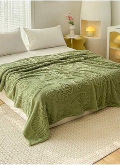 LUNA Home 3D Imitation Butterfly Fleece Soft Blanket, Green color.  - Image 2