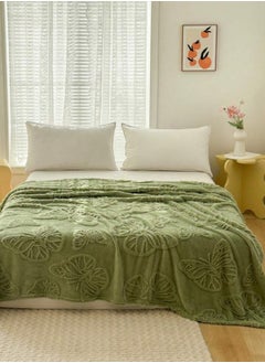 LUNA Home 3D Imitation Butterfly Fleece Soft Blanket, Green color.  - Image 1