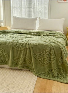 LUNA Home 3D Imitation Butterfly Fleece Soft Blanket, Green color.  - Image 3