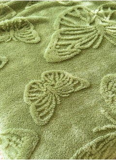 LUNA Home 3D Imitation Butterfly Fleece Soft Blanket, Green color.  - Image 5