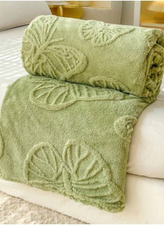 LUNA Home 3D Imitation Butterfly Fleece Soft Blanket, Green color.  - Image 4