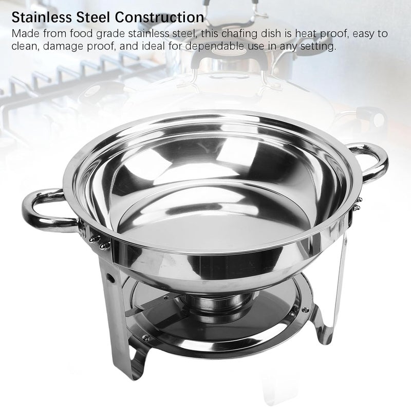 6L Chafing Dish, Buffet Warmer Set, Stainless Steel Round Food Heat Keeping with Detachable Alcohol Stove & Non Slip Base for Parties Catering Events - Image 3