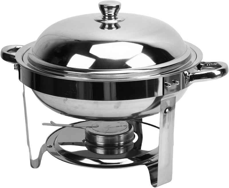 6L Chafing Dish, Buffet Warmer Set, Stainless Steel Round Food Heat Keeping with Detachable Alcohol Stove & Non Slip Base for Parties Catering Events - Image 1