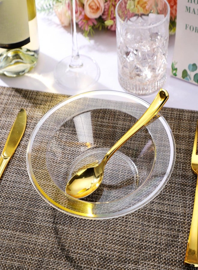 FoldTier 50 Pcs Clear Plastic Party Bowls 12 oz Dessert Bowls Disposable Dinnerware Elegant Tableware Dishes for Catering, Holidays, Parties Supplies, Weddings (Silver) - Image 3