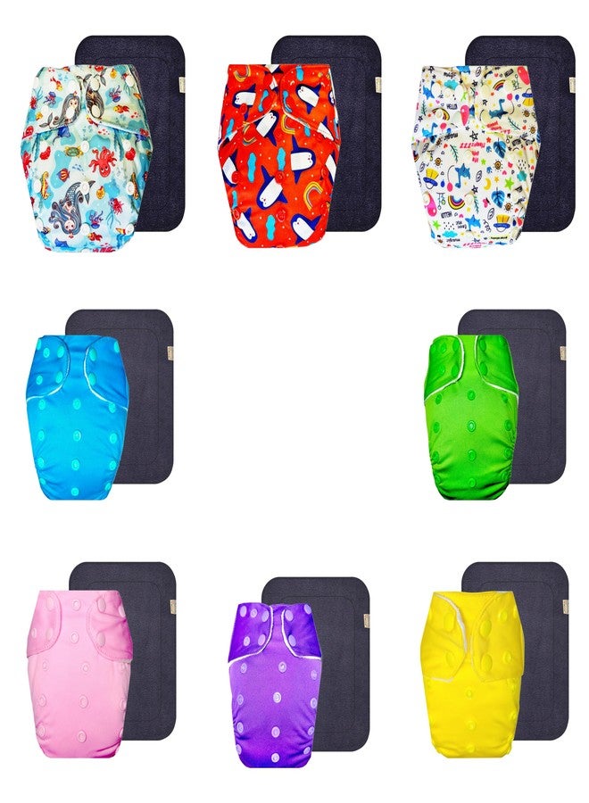 حفاضات قماشية فاخرة من دمبلدو مع حشوة رمادية (عبوة من 8 قطع) | شعور بالجفاف والراحة | وسادة ماصة من 6 طبقات | سهلة التنظيف | مثالية لفصل الصيف الهندي | من 3 أشهر إلى 3 سنوات | مناسبة للجنسين - Image 1