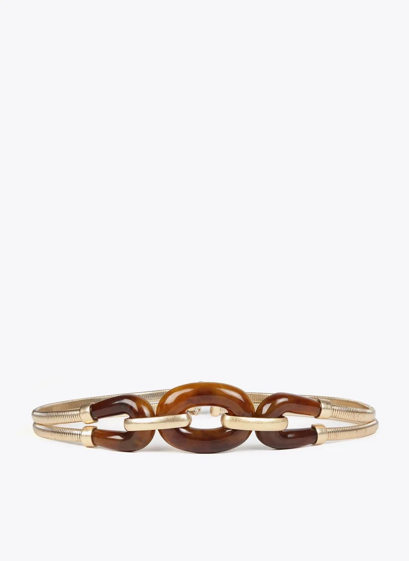 Lola Casademunt Stretch metal belt with tortoiseshell pieces