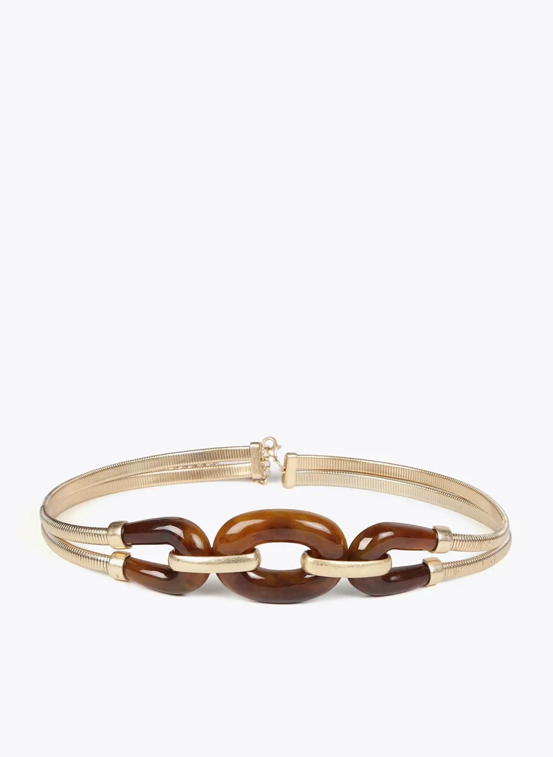 Lola Casademunt Stretch metal belt with tortoiseshell pieces